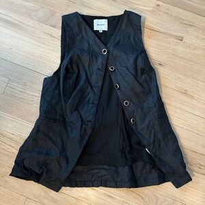 Reformation Black Buttoned V-Neck Tank Top
